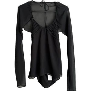 Zara Black Arm Warmer open back tank Top Sz Small NWT